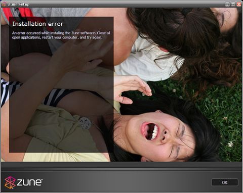 Zune: Erro de Instalação